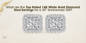 What are the Top Rated 14k White Gold Diamond Stud Earrings for a 20th Anniversary Gift