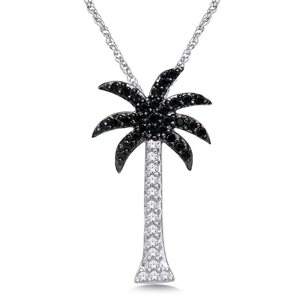 14K White Gold 1/3 Ct.Tw. Diamond Palm Tree Pendant
