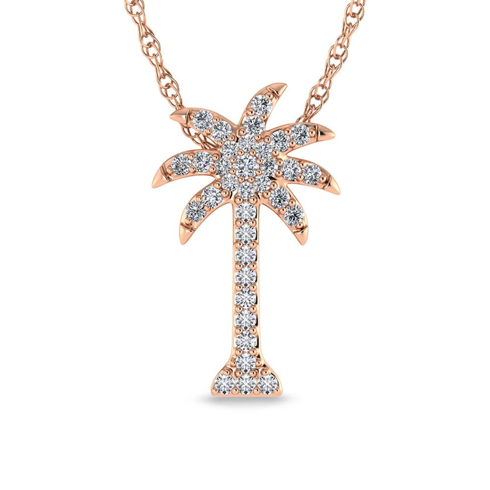 14K Rose Gold Diamond 1/5 Ct.Tw. Palm Tree Pendant