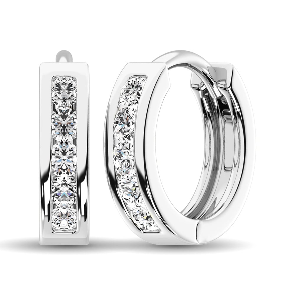 10K White Gold 1/2 Ct.Wt. Diamond Hoop Earrings