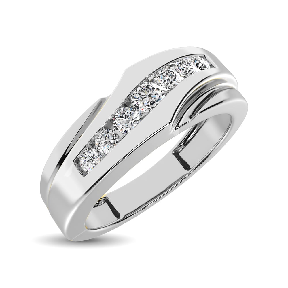 10K White Gold 1/4 Ct.Tw. Diamond Mens Band