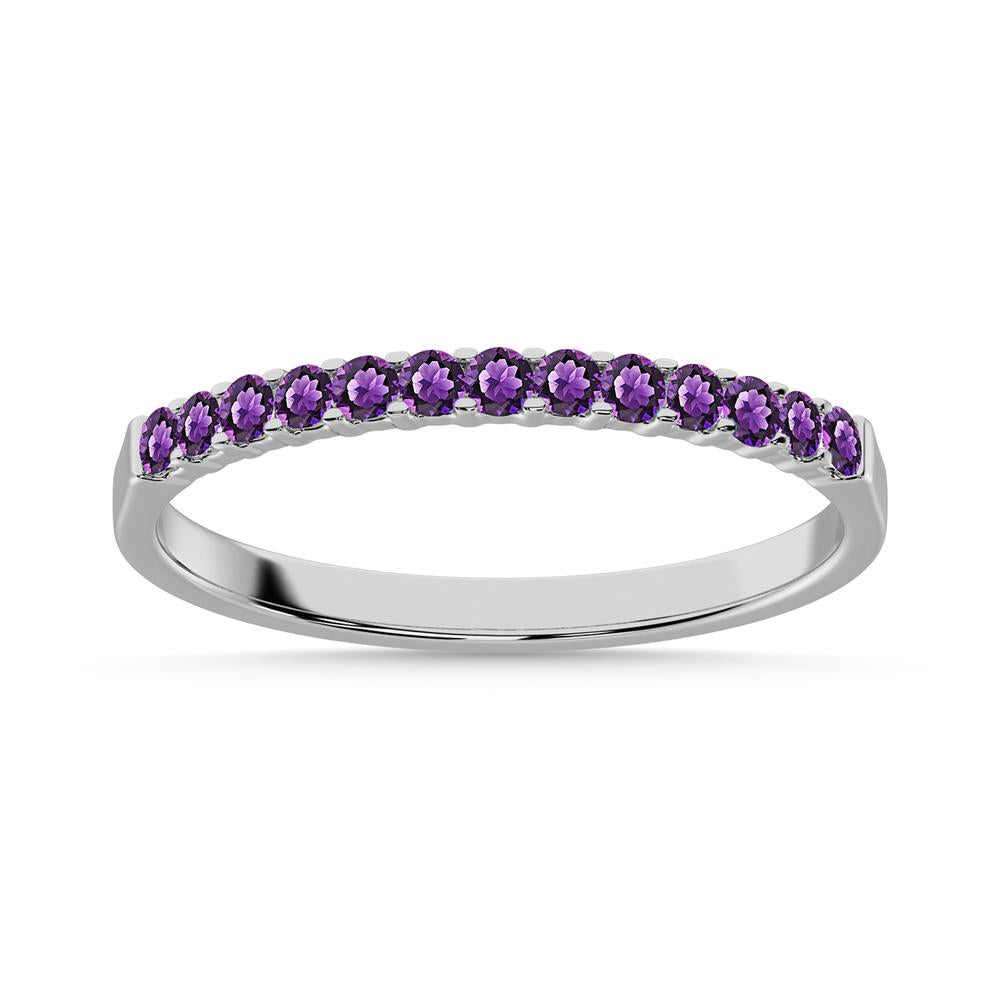 14K White Gold 1/4 Ct.tw Amethyst Machine Band