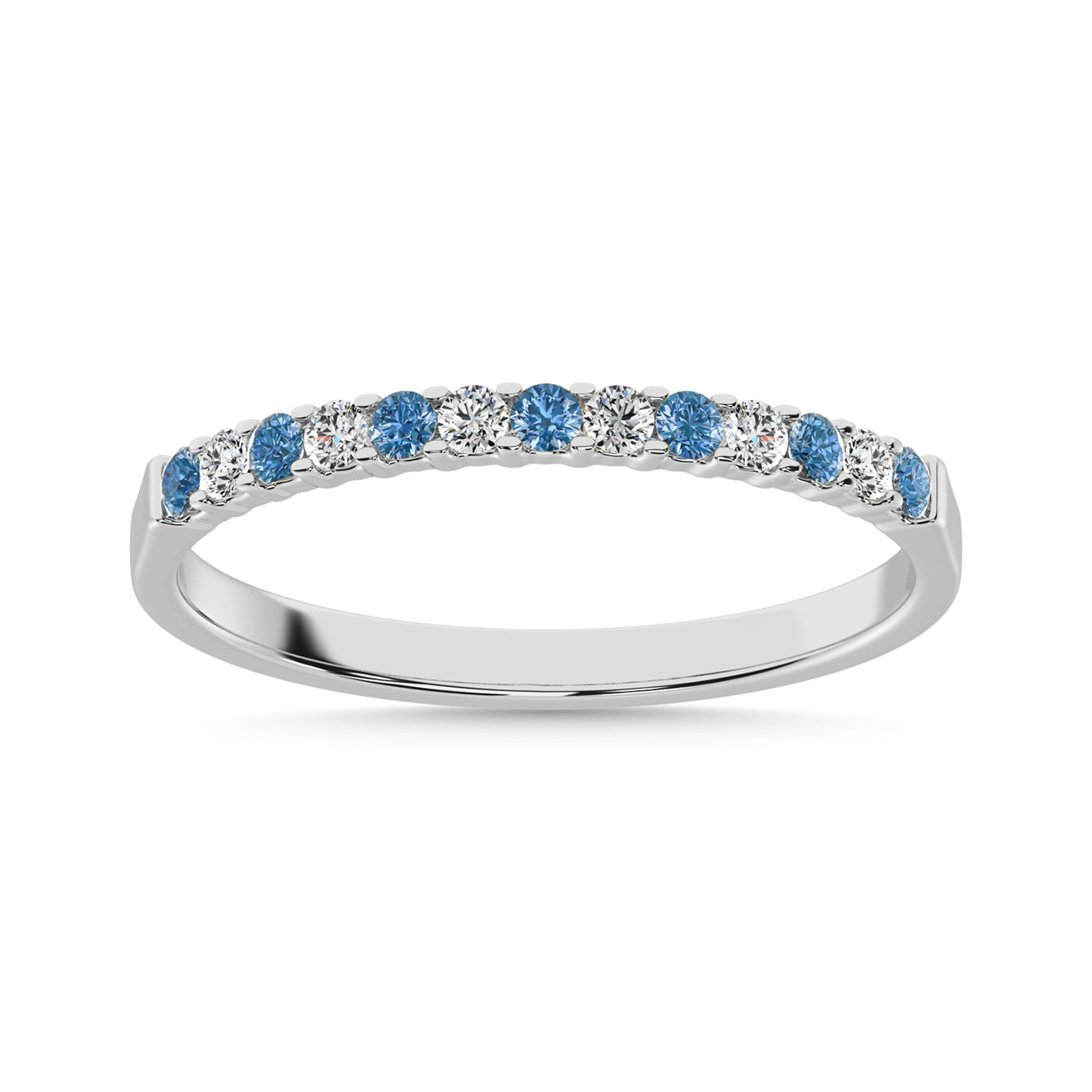 14K White Gold 1/5 Ct.tw White and Blue Diamond Machine Band