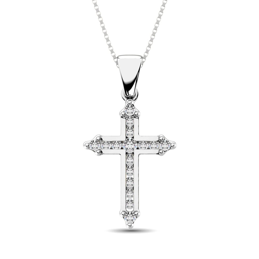 10K White Gold 1/5 Ct.Tw. Diamond Cross Pendant