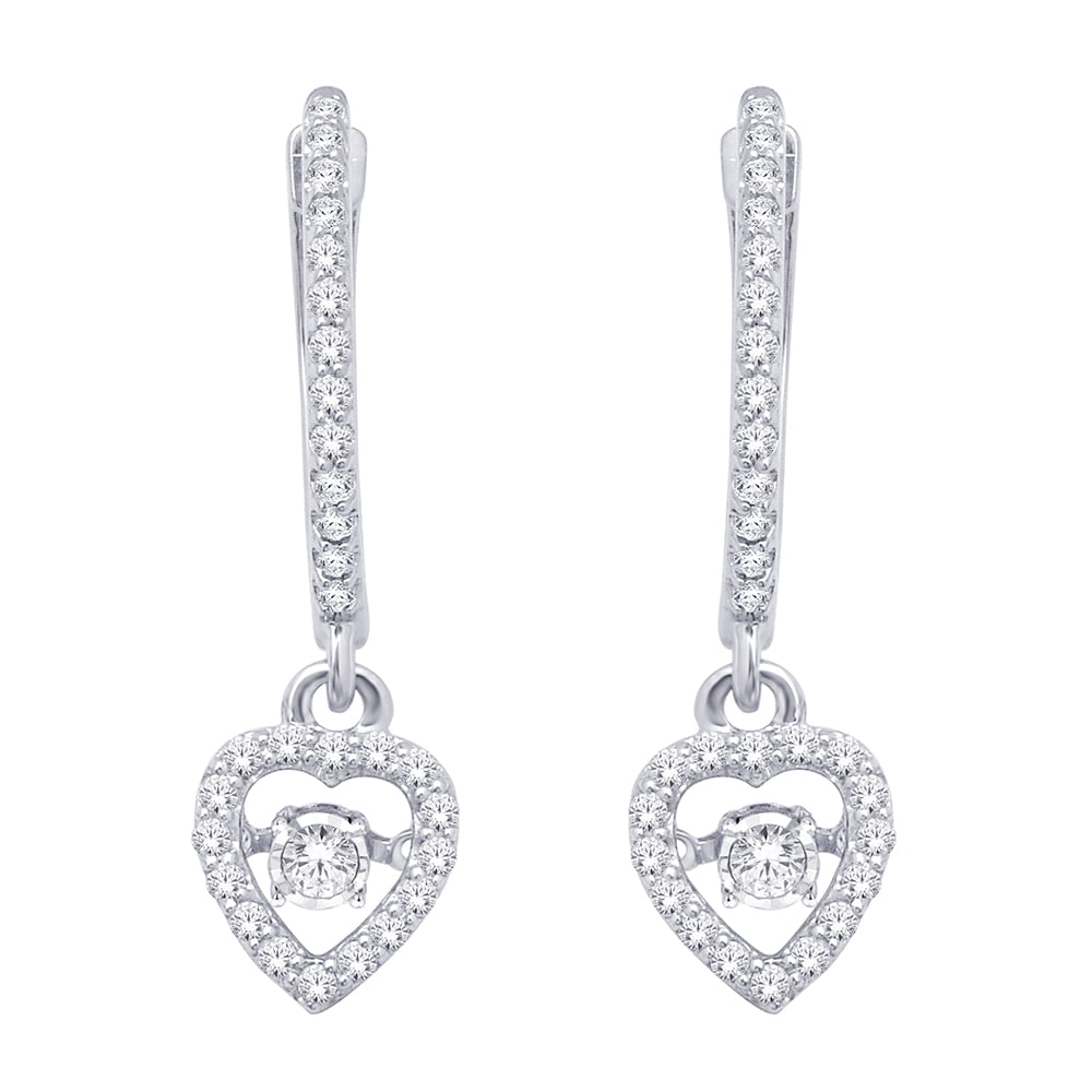 10K White Gold 3/8 Ct.Tw. Moving Diamond Fashion Earrings