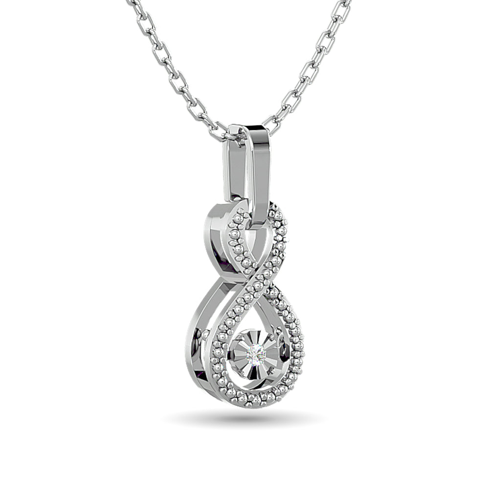 Diamond Shimmering Infinity Pendant 1/50 Ct.tw in Sterling Silver