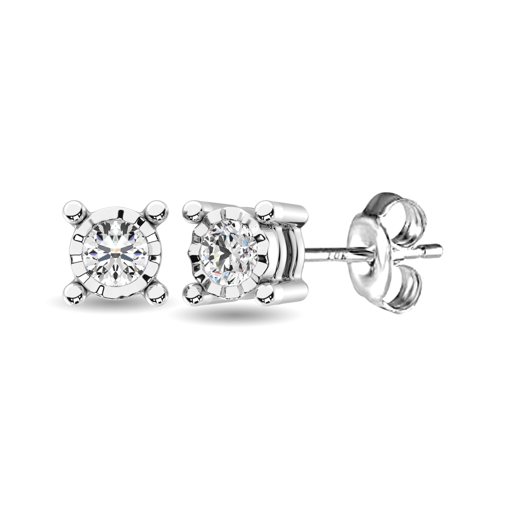 10K White Gold 1/10 Ct.Tw. Diamond Stud Earrings