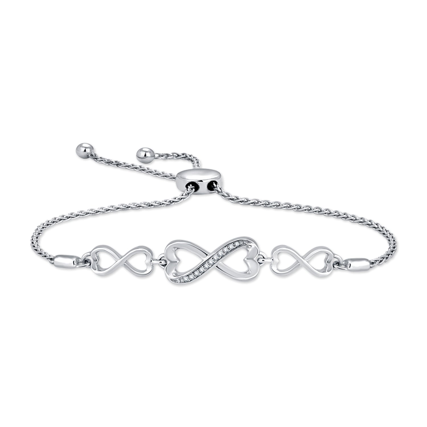 Sterling Silver  1/3 Ct.tw Diamond Bolo Bracelet