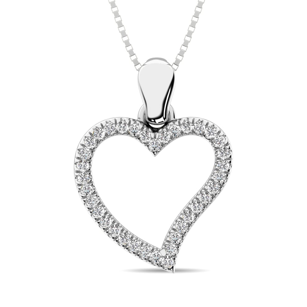 10K White Gold 1/8 Ct.Tw. Diamond  Heart Pendant