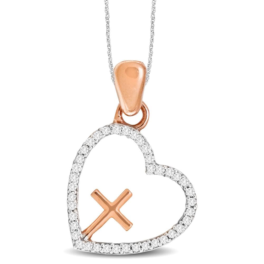 10K White Gold 1/8 Ct.Tw. Diamond  Heart Pendant