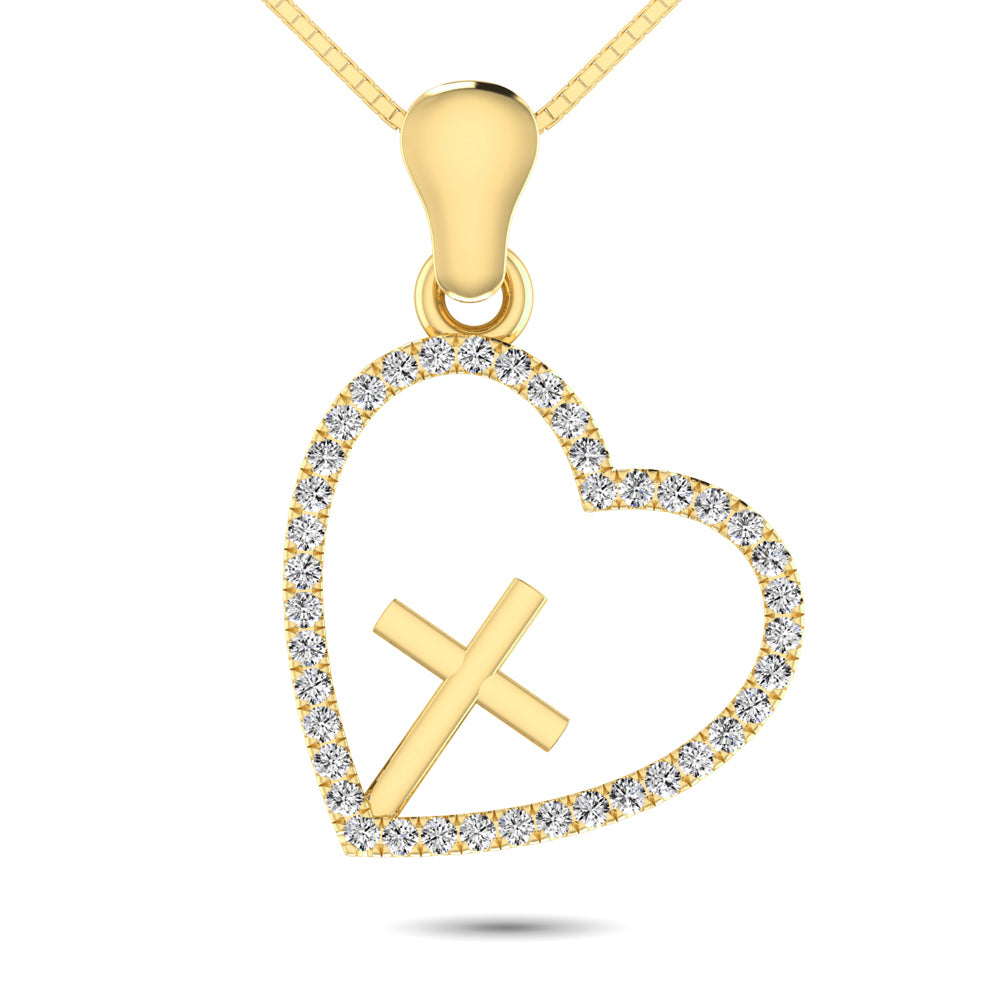 Diamond 1/8 Ct.Tw. Heart Pendant in 10K Yellow Gold