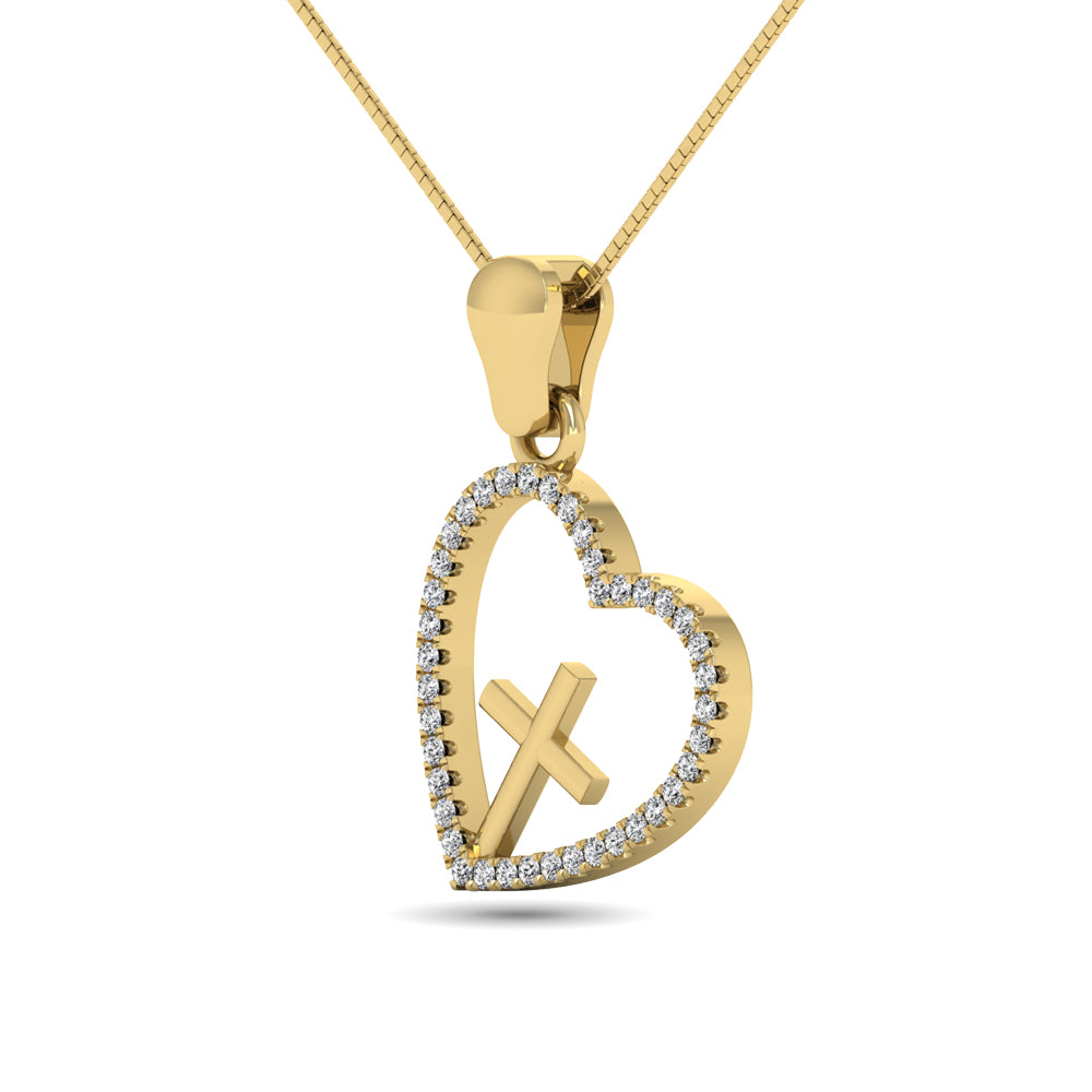 Diamond 1/8 Ct.Tw. Heart Pendant in 10K Yellow Gold