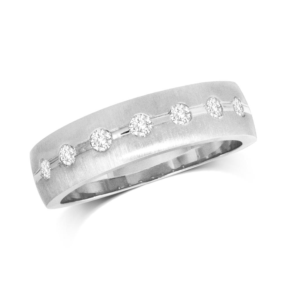 14K White Gold 1/3 Ct.Tw. Diamond Machine Mens Band