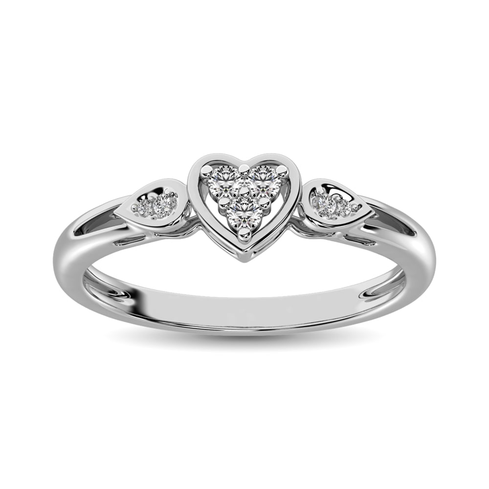 10K White Gold 1/10 Ct.Tw. Diamond Heart Ring