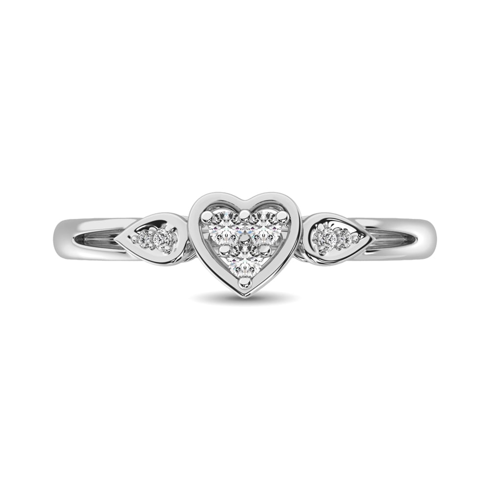 10K White Gold 1/10 Ct.Tw. Diamond Heart Ring