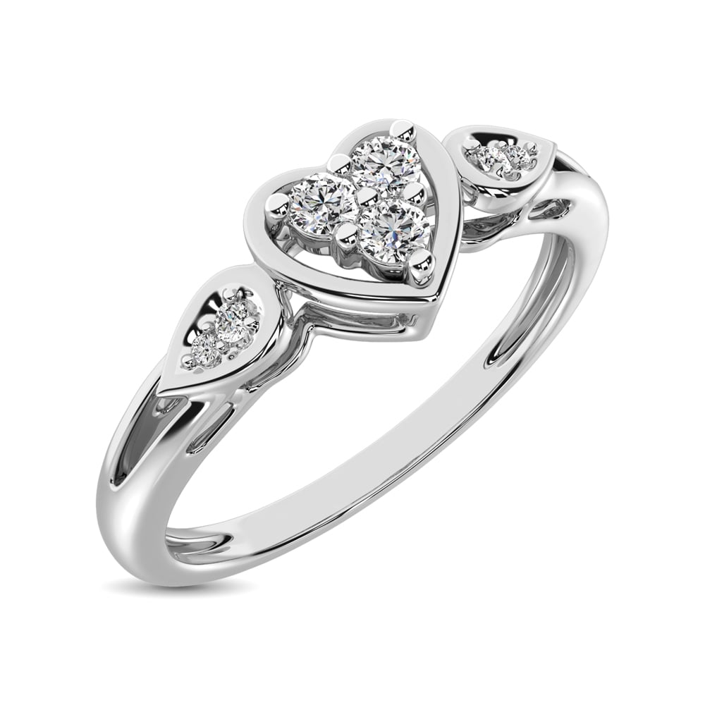 10K White Gold 1/10 Ct.Tw. Diamond Heart Ring
