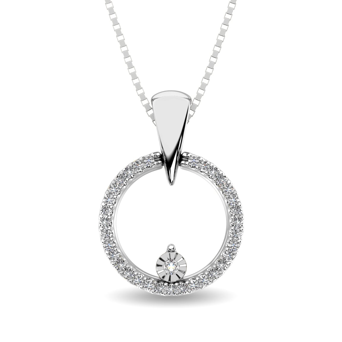 10K White Gold 1/10 Ct.Tw. Diamond Circle Pendant