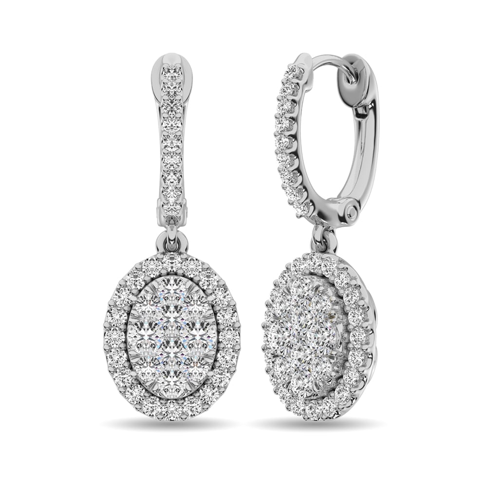 14K White Gold  1 1/2 Ct.tw Diamond Drop Earrings