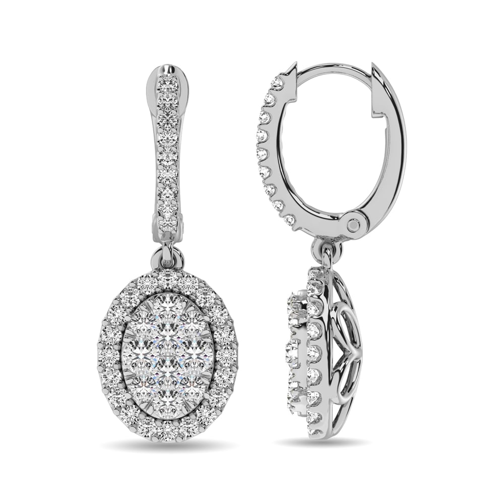 14K White Gold  1 1/2 Ct.tw Diamond Drop Earrings