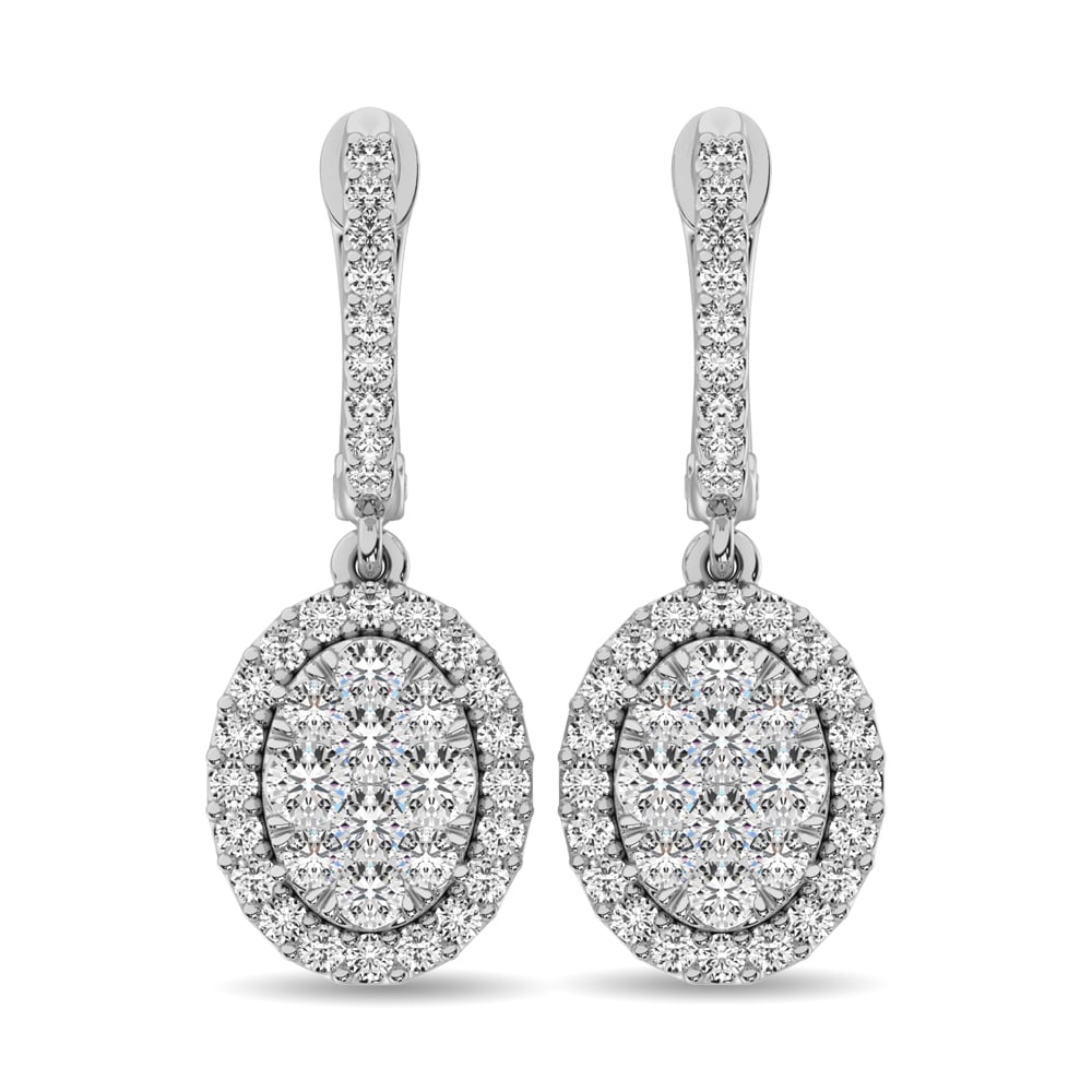 14K White Gold  1 1/2 Ct.tw Diamond Drop Earrings