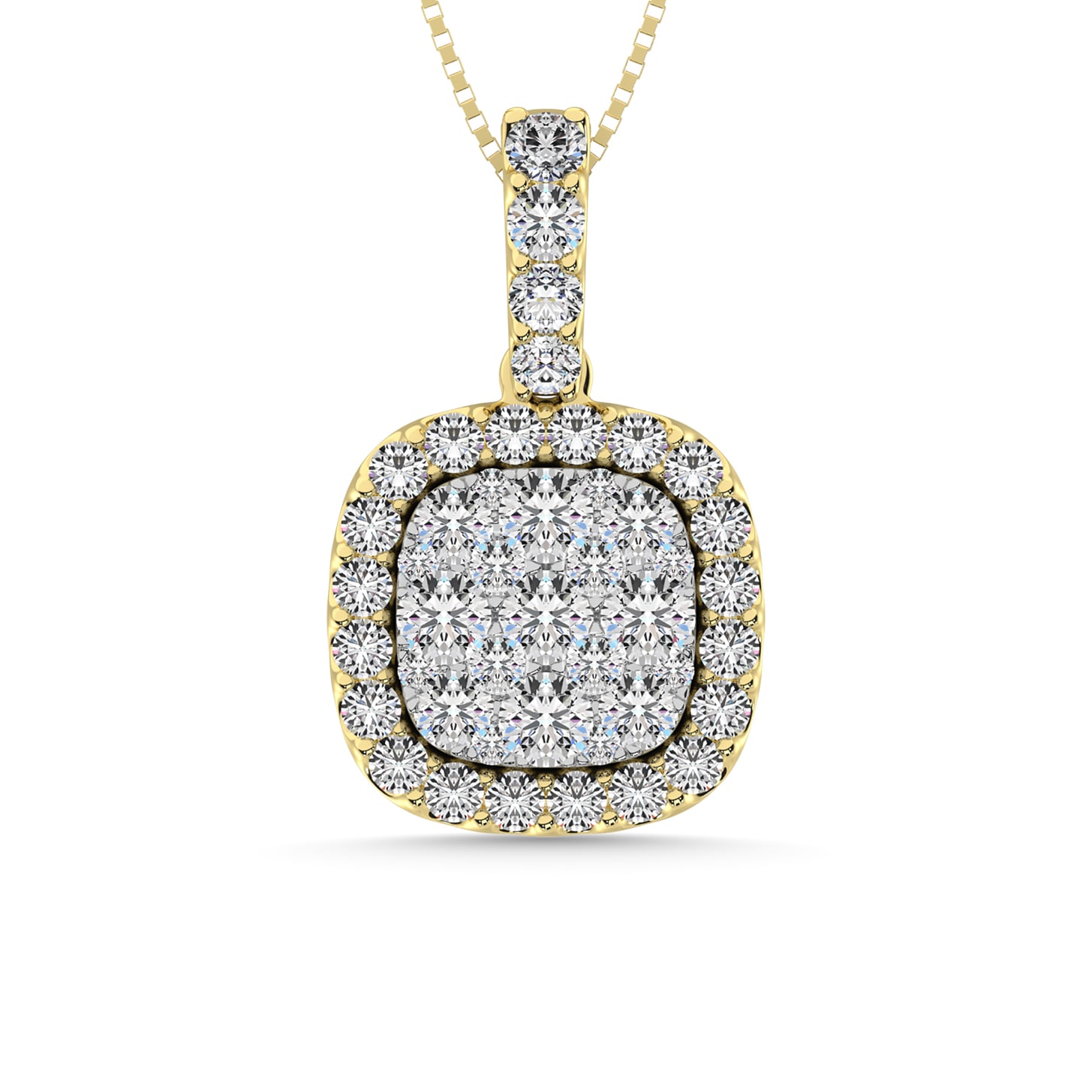 Diamond 1 Ct.Tw. Fashion Pendant With Center Flower White Gold touch in 14K Yellow Gold
