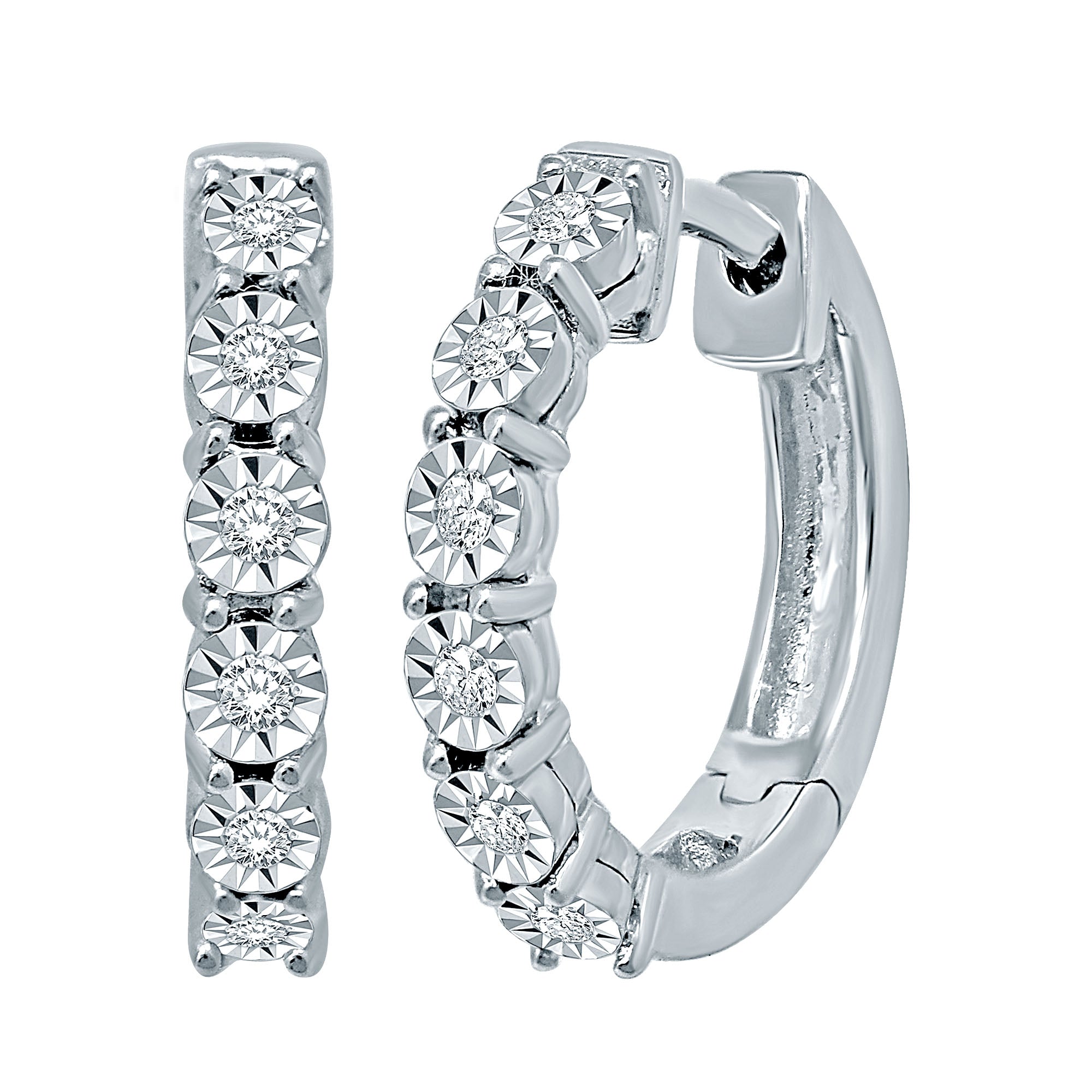 10K White Gold 1/5 Ct.Tw. Diamond Hoop Earrings