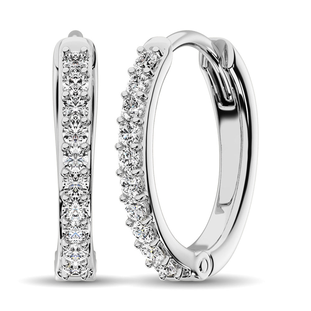 10K White Gold 1/4 Ct.tw Diamond Hoop Earrings