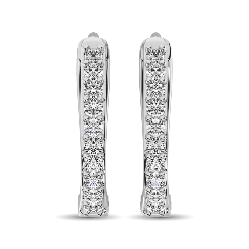 10K White Gold 1/4 Ct.tw Diamond Hoop Earrings