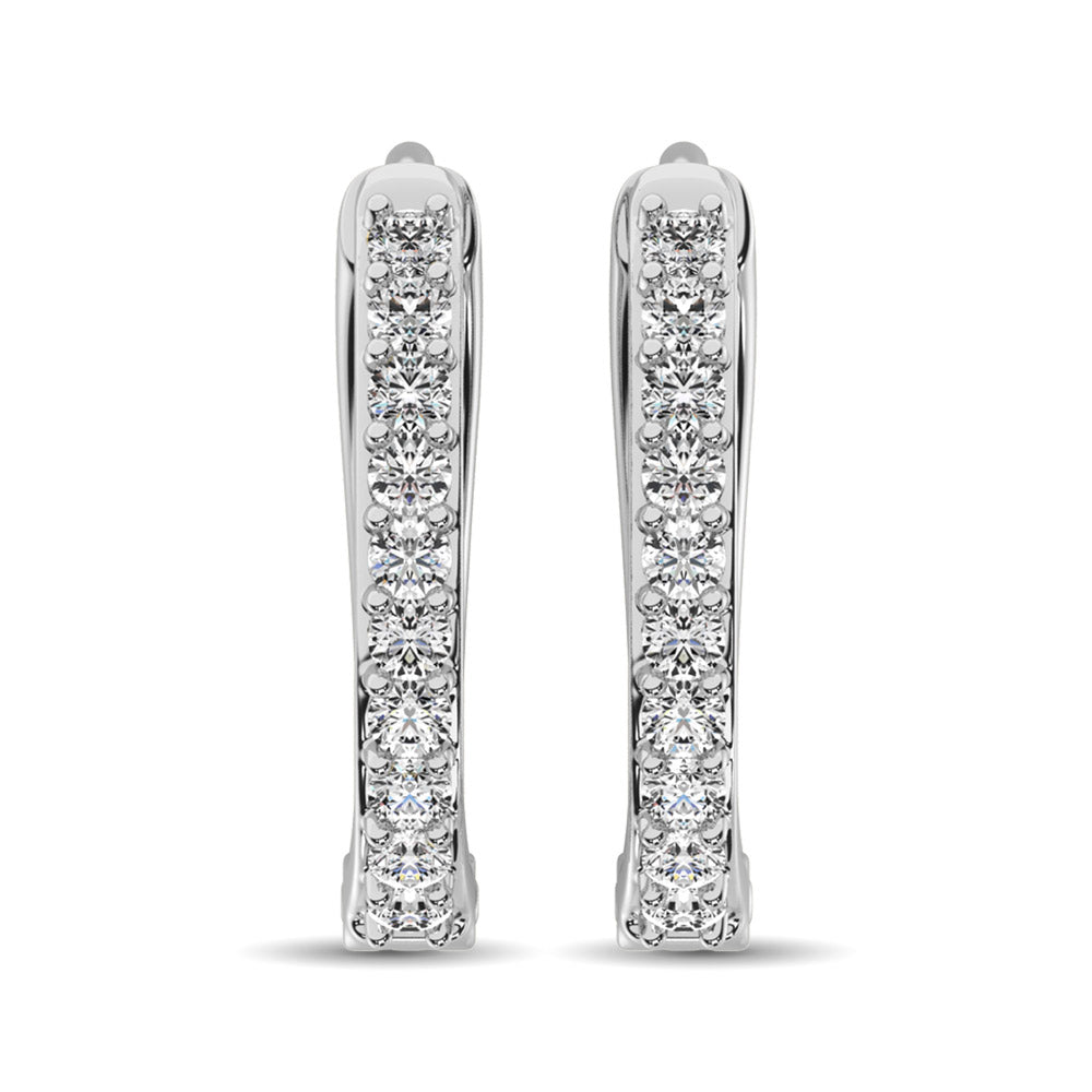 10K White Gold 1/4 Ct.tw Diamond Hoop Earrings