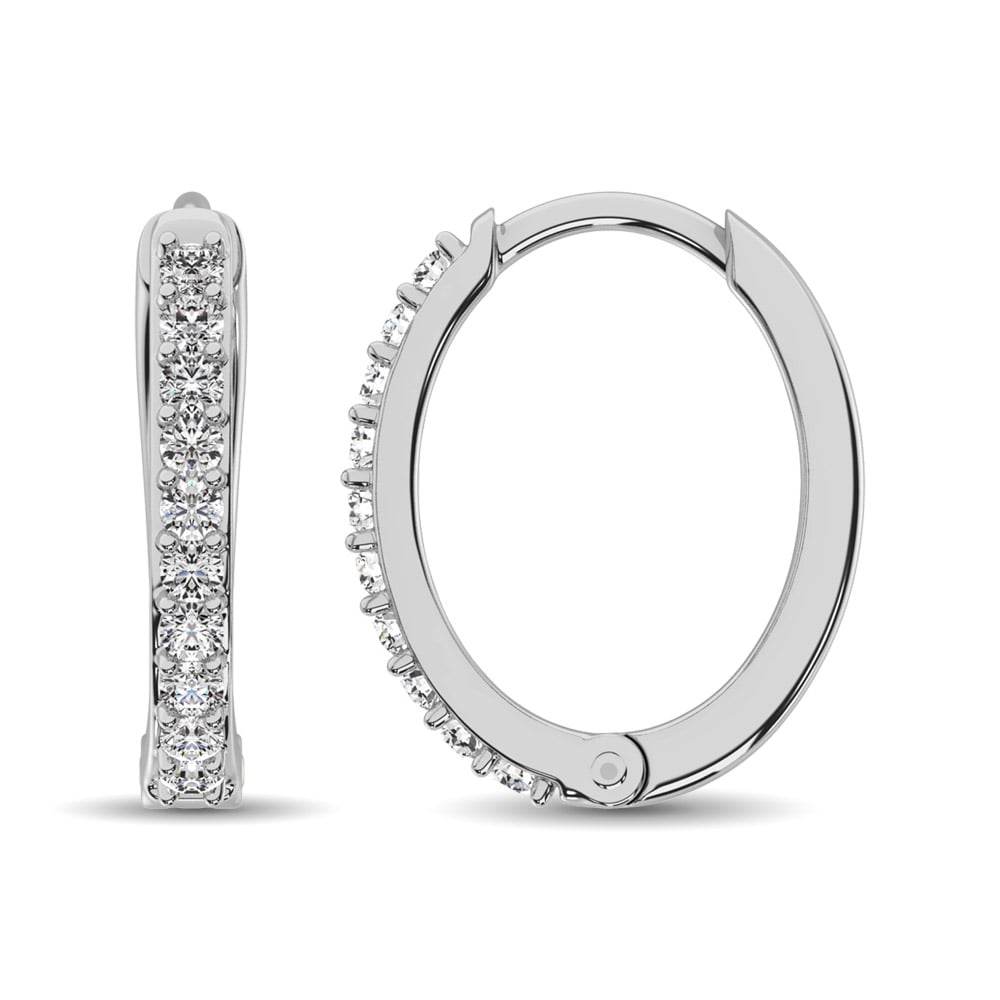 10K White Gold 1/4 Ct.tw Diamond Hoop Earrings