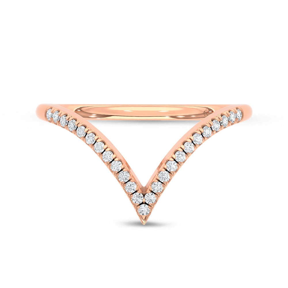 Diamond 1/8 Ct.Tw. Chevron Band in 10K Rose Gold