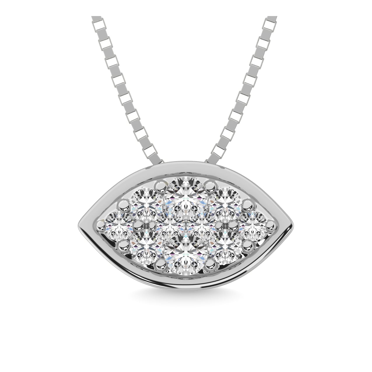 14K White Gold 1/6 Ct.tw Diamond  Marquise Shape Flower Pendant