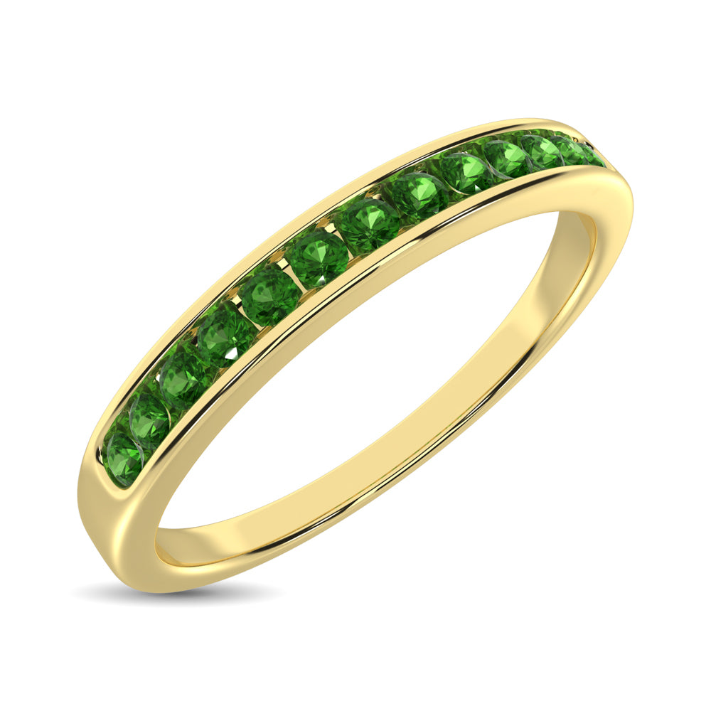 14K Yellow Gold 1/5 Ct.tw Tsavorite Machine Band