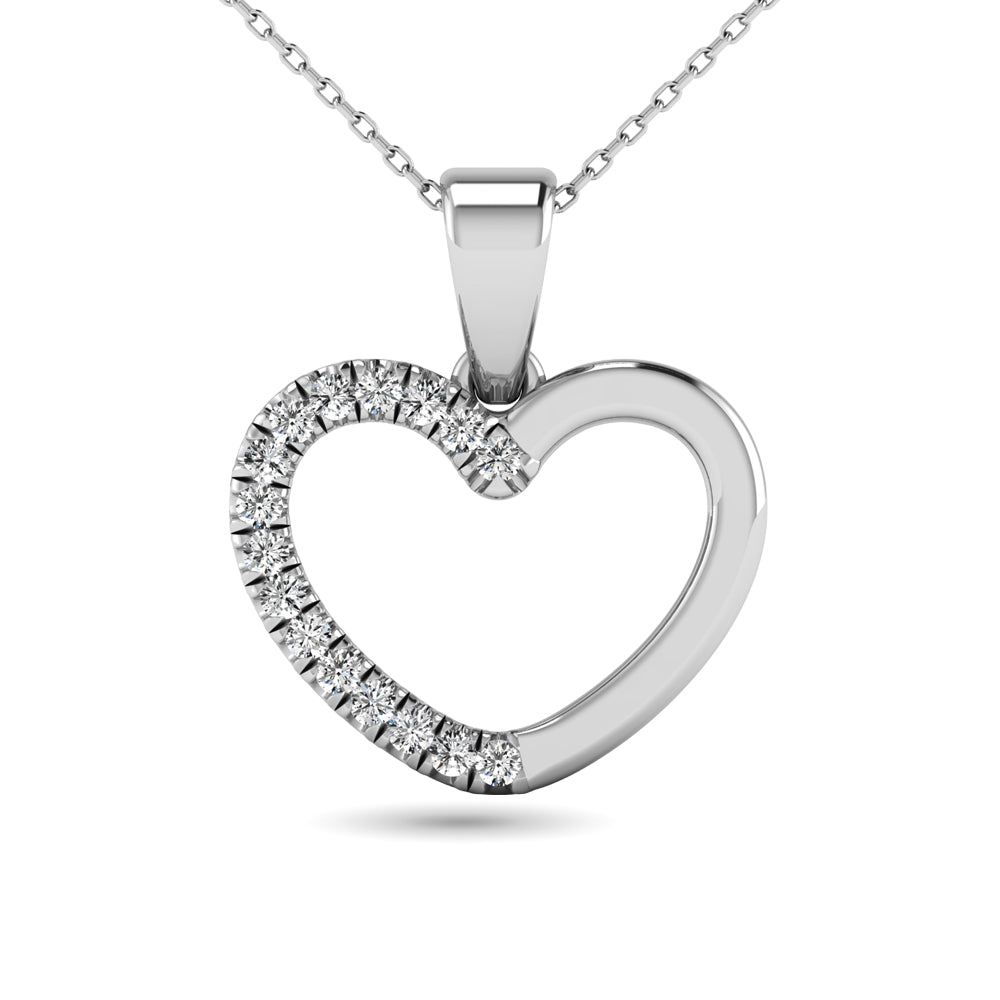 10K White Gold 1/10 Ct.tw Diamond Heart Pendant