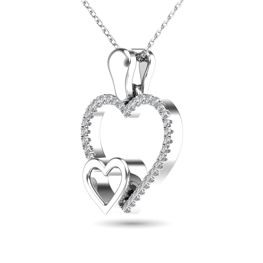 10K White Gold 1/20 Ct.tw Diamond Double Heart Pendant