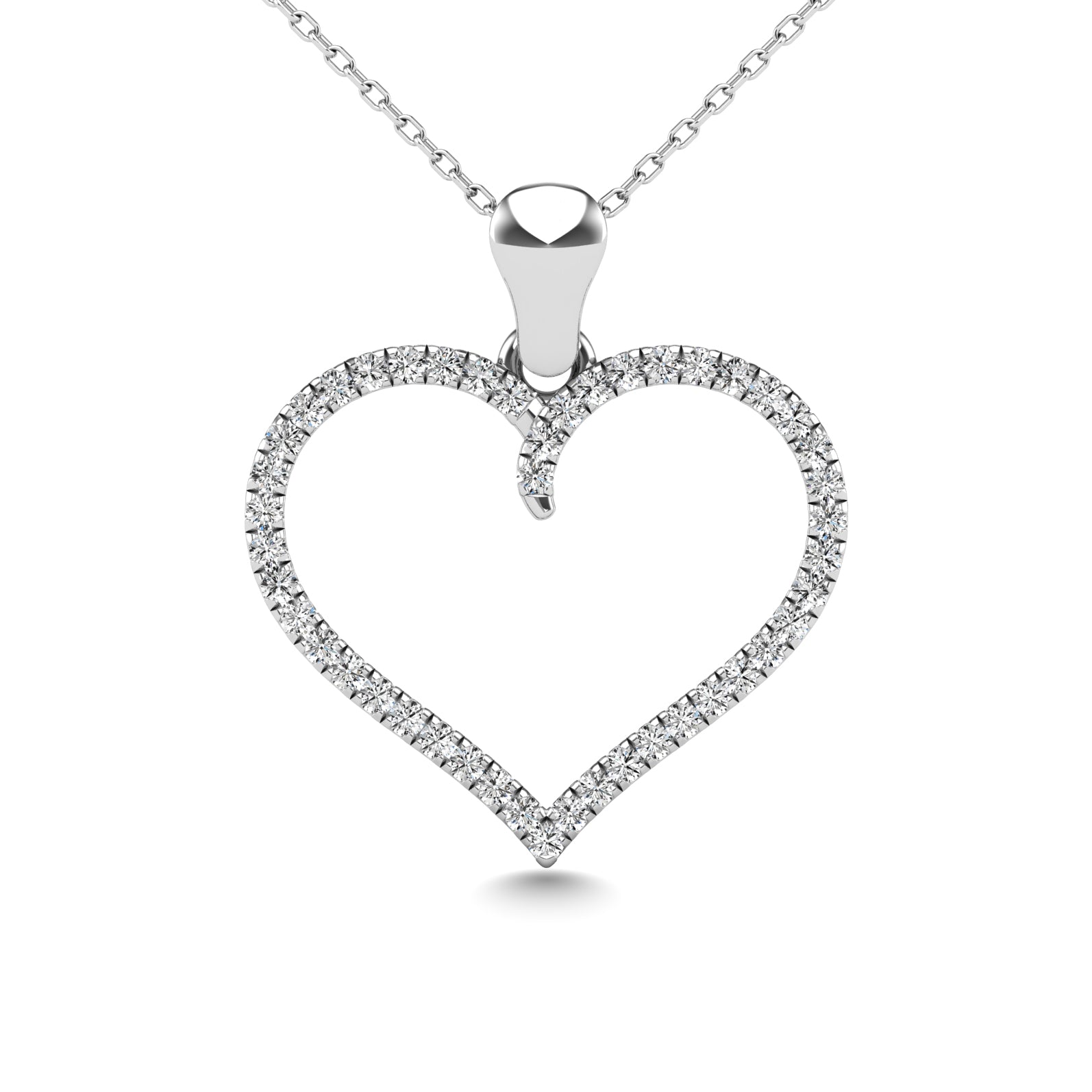 10K White Gold 1/6 Ct.tw Diamond Heart Pendant