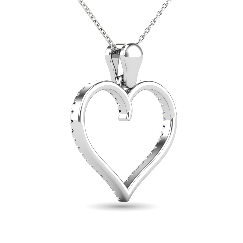 10K White Gold 1/6 Ct.tw Diamond Heart Pendant