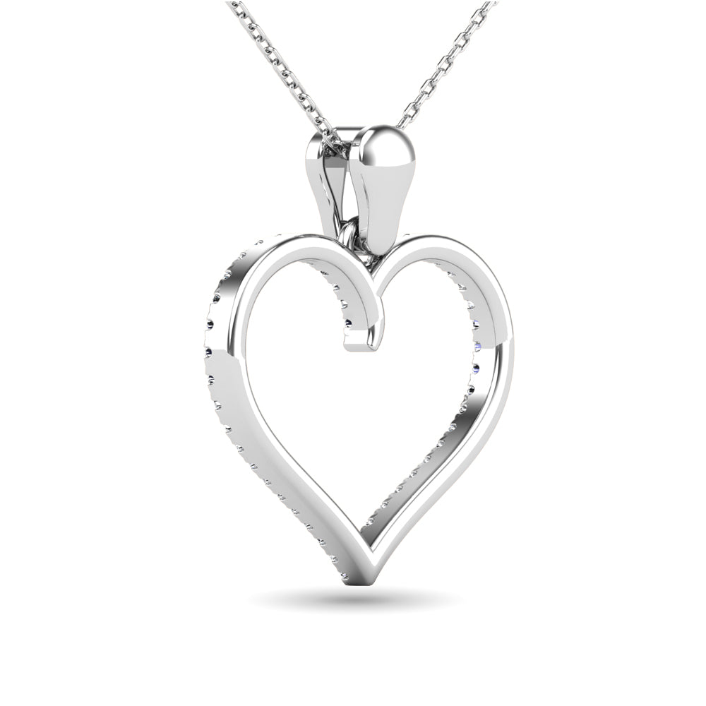 10K White Gold 1/6 Ct.tw Diamond Heart Pendant