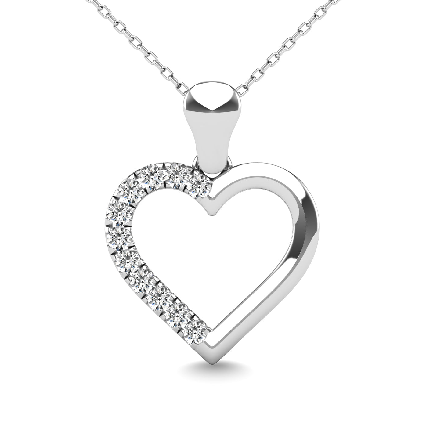 10K White Gold 1/10 Ct.tw Diamond Heart Pendant