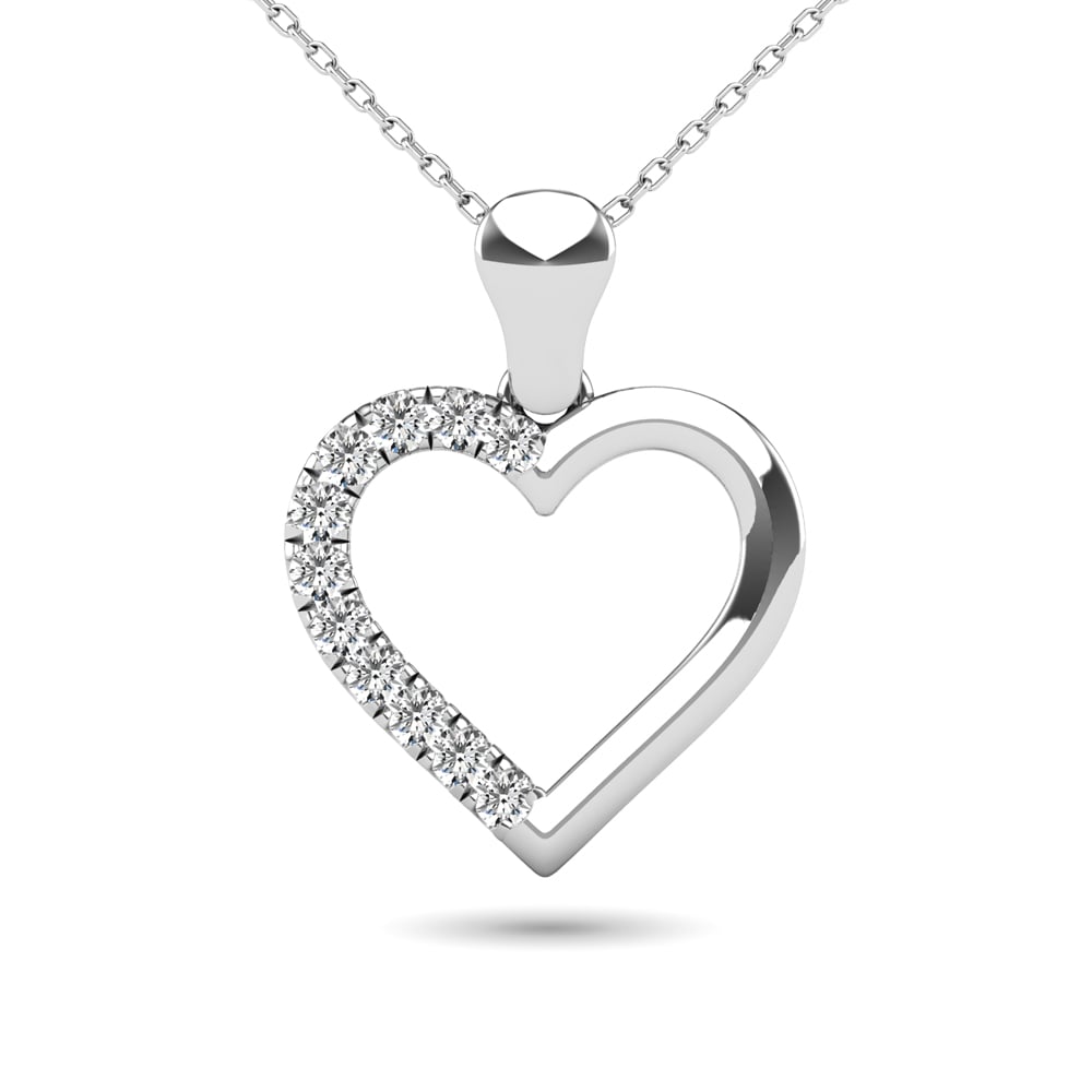 10K White Gold 1/10 Ct.tw Diamond Heart Pendant