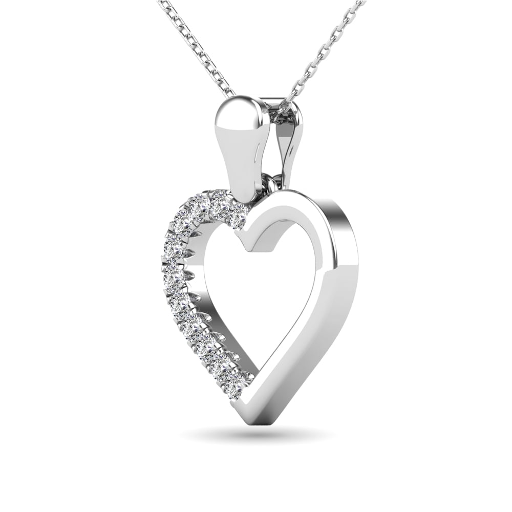10K White Gold 1/10 Ct.tw Diamond Heart Pendant