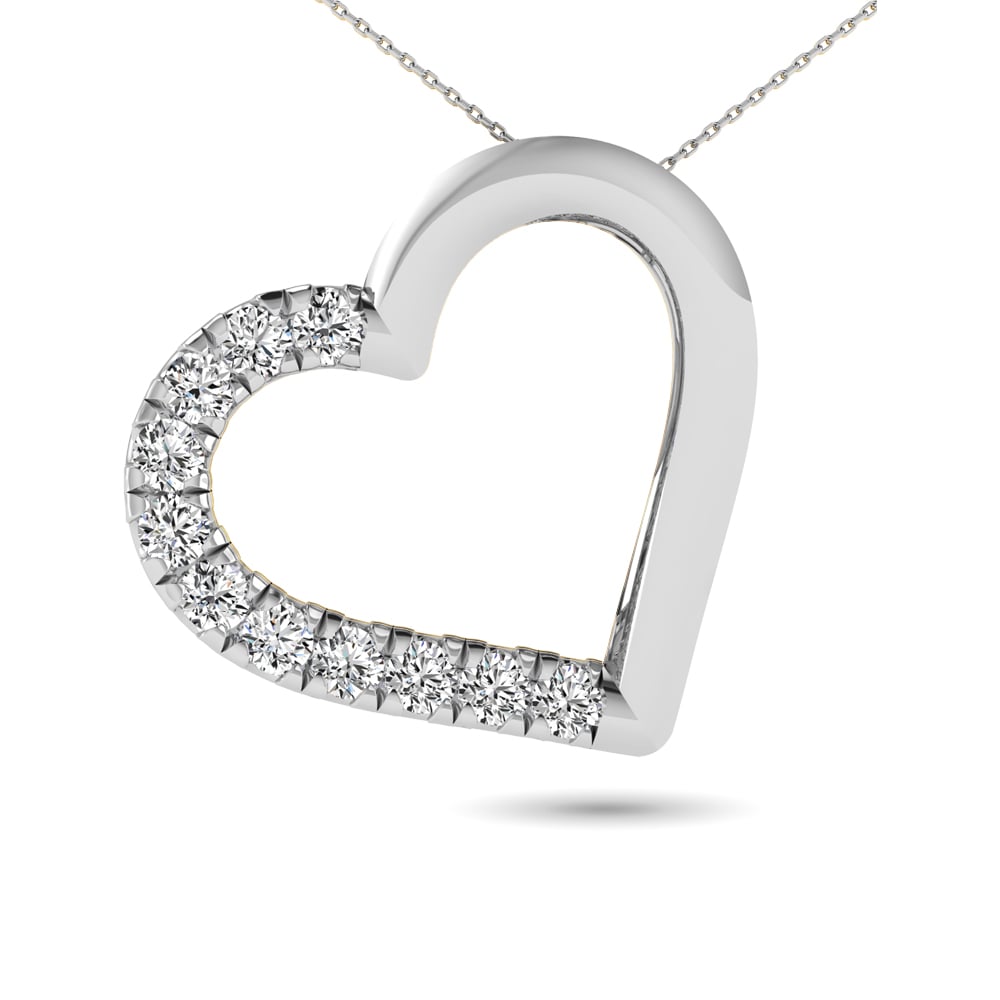 10K White Gold 1/10 Ct.tw Diamond Heart Pendant