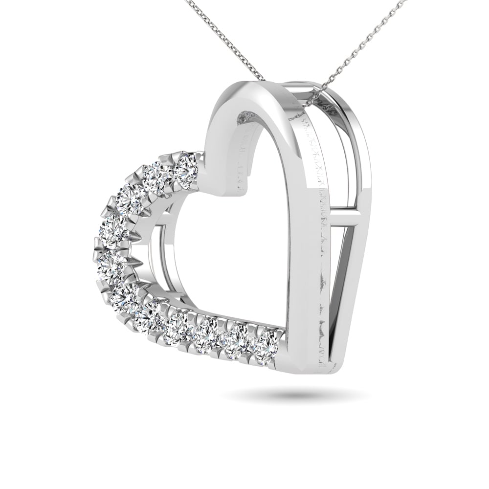 10K White Gold 1/10 Ct.tw Diamond Heart Pendant