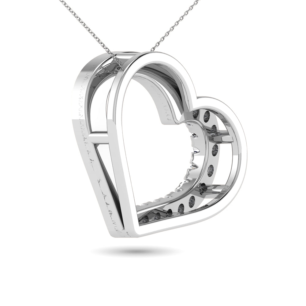 10K White Gold 1/10 Ct.tw Diamond Heart Pendant