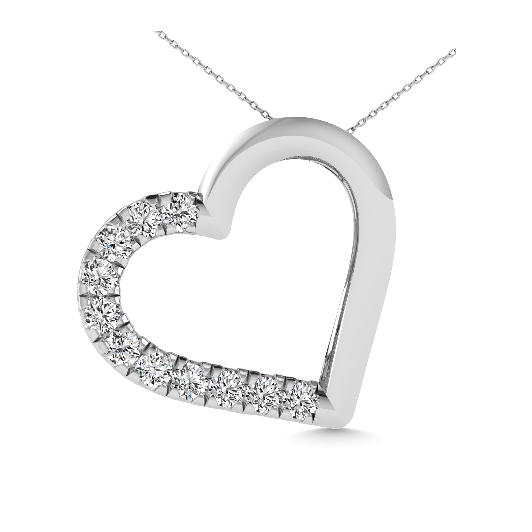 10K White Gold 1/10 Ct.tw Diamond Heart Pendant