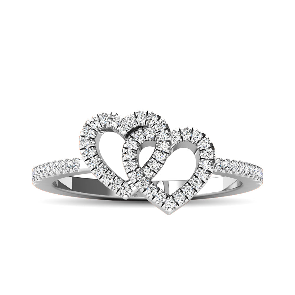 10K White Gold 1/5 Ct.tw Diamond Double Heart Ring
