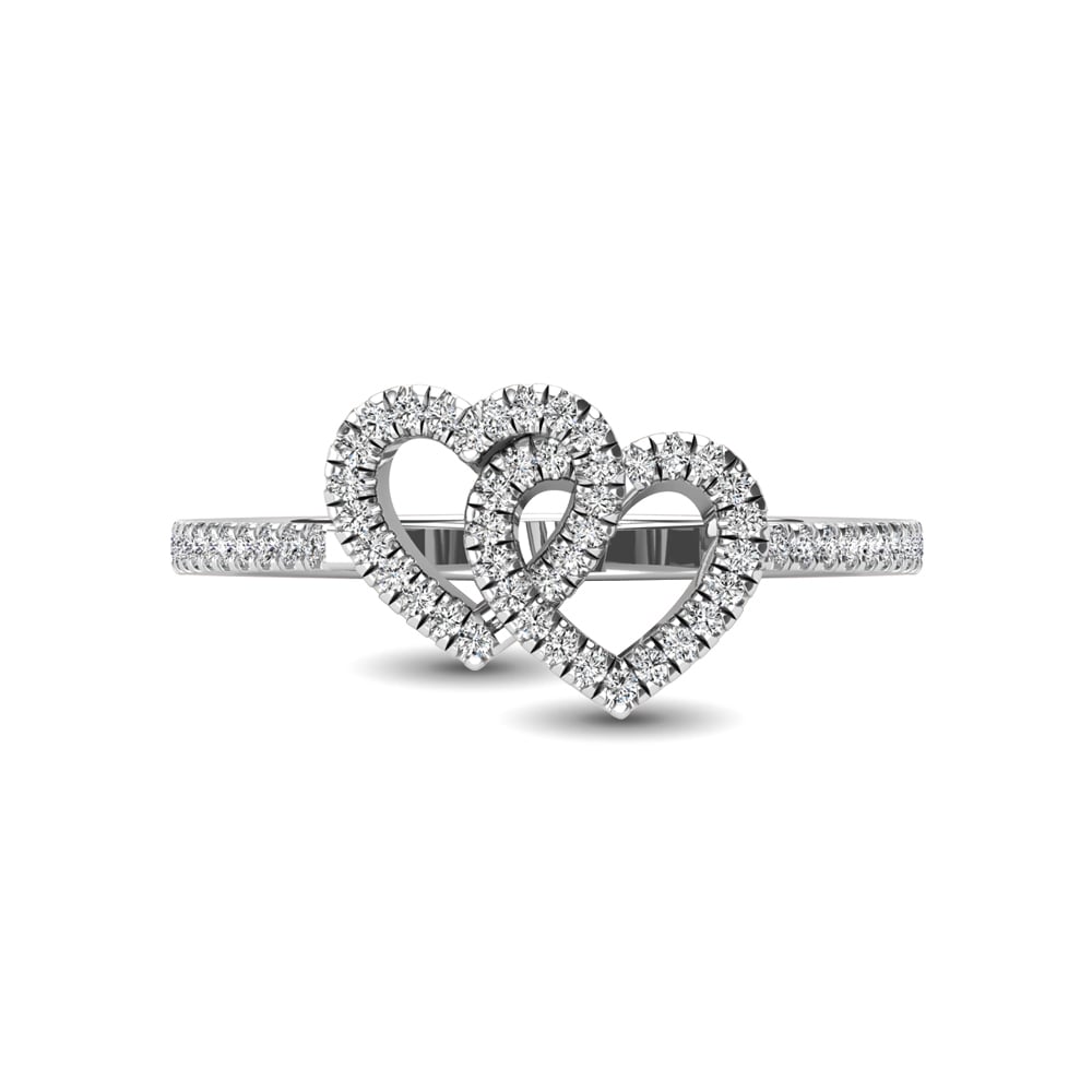 10K White Gold 1/5 Ct.tw Diamond Double Heart Ring
