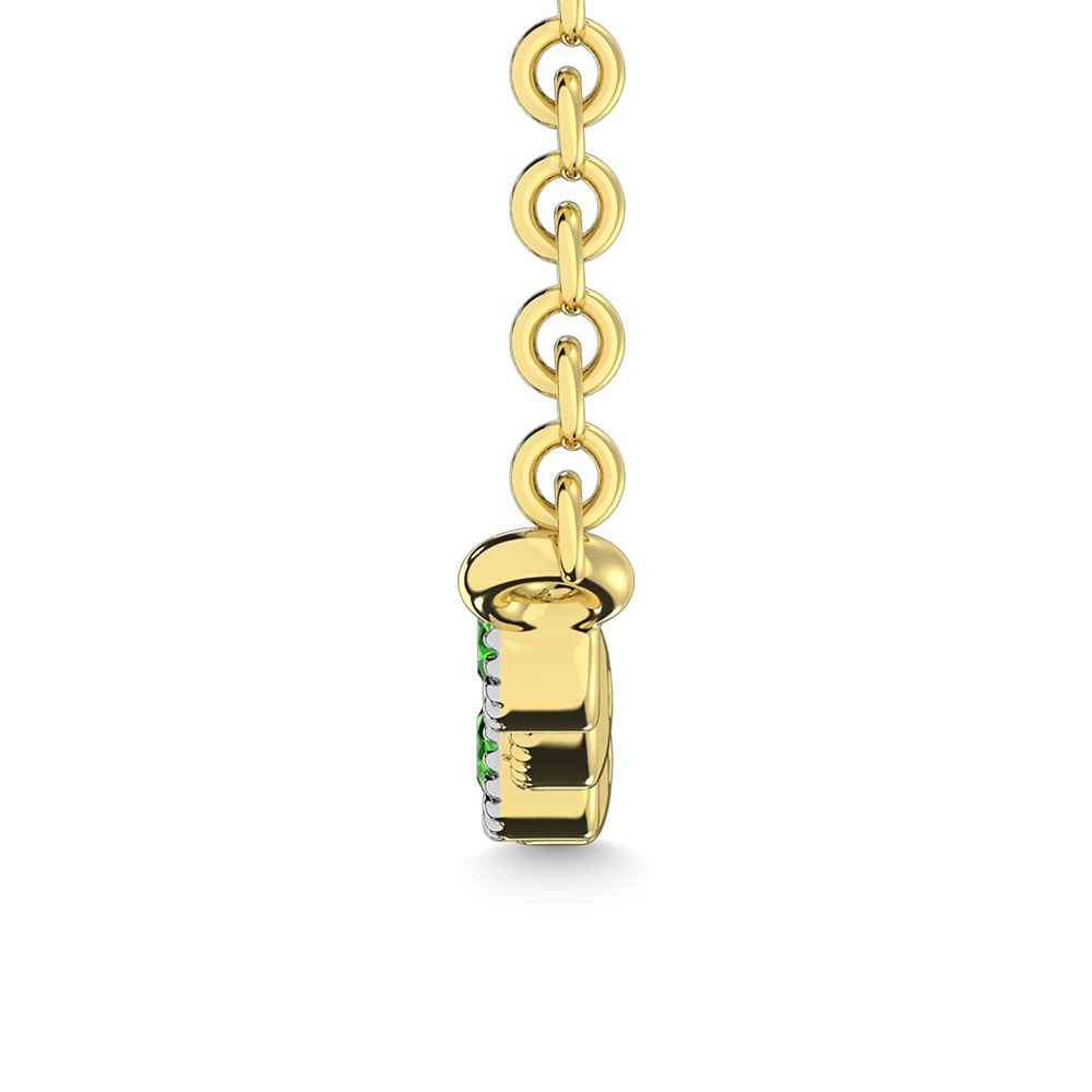 Diamond 1/10 Ct.Tw. And Tsavorite Fashion Necklace in 10K Yellow Gold