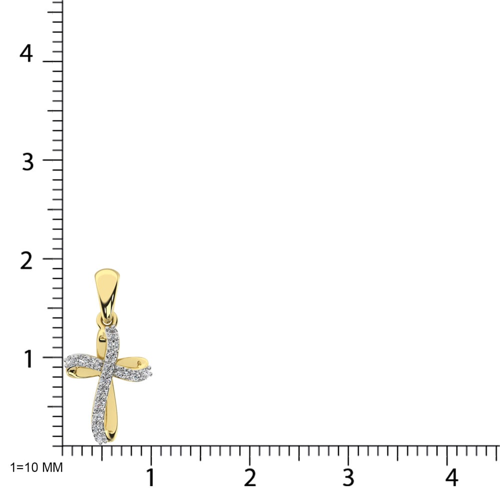 10K Yellow Gold 1/10 Ct.tw Diamond Cross Pendant