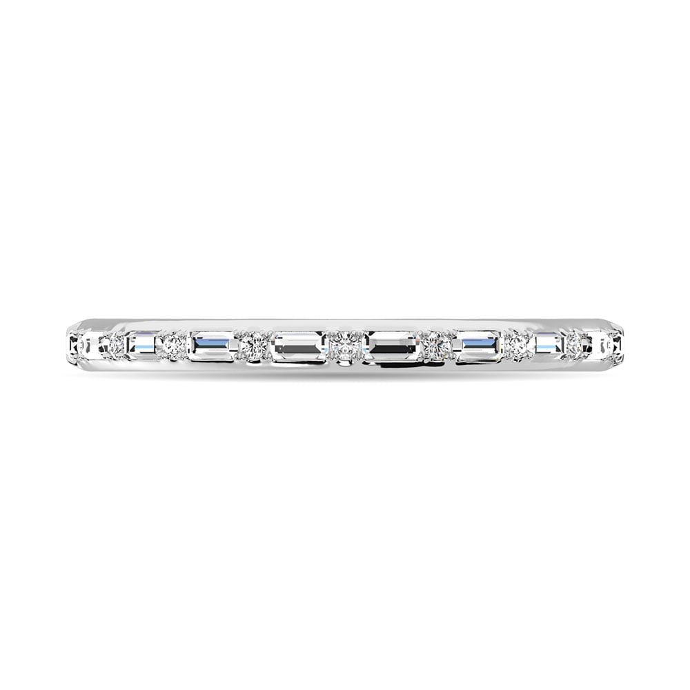 Diamond 1/10 Ct.Tw. Round and Baguette Stackable Ring in 14K White Gold